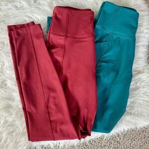 Red and Teal Leggings Set